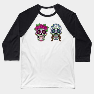 Couple Sugar Skulls Baseball T-Shirt